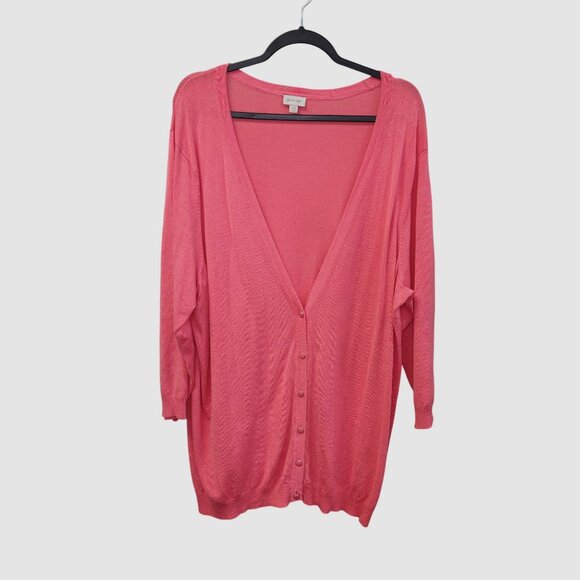 Avenue Sweaters - Avenue Womens Coral Button Front Cardigan Sweater Size 14/16  2371